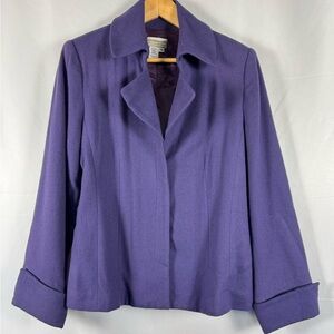 Coldwater Creek Wool Blazer Purple Hidden Buttons Cuffed Sleeves Work Office 10